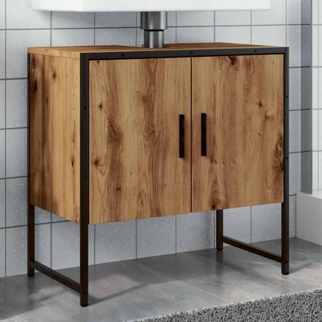 Berkfield Home Bathroom Sink Cabinet Artisan Oak 60x33x60 cm Engineered Wood in Brown - Size: 60 x 33 x 60 cm - image 1