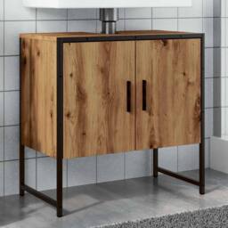 Berkfield Home Bathroom Sink Cabinet Artisan Oak 60x33x60 cm Engineered Wood in Brown - Size: 60 x 33 x 60 cm - thumbnail 1
