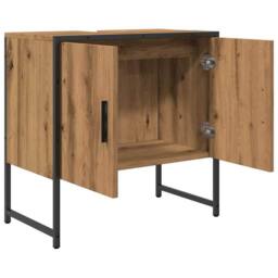Berkfield Home Bathroom Sink Cabinet Artisan Oak 60x33x60 cm Engineered Wood in Brown - Size: 60 x 33 x 60 cm - thumbnail 5