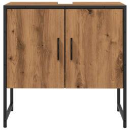 Berkfield Home Bathroom Sink Cabinet Artisan Oak 60x33x60 cm Engineered Wood in Brown - Size: 60 x 33 x 60 cm - thumbnail 4