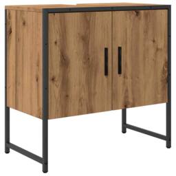 Berkfield Home Bathroom Sink Cabinet Artisan Oak 60x33x60 cm Engineered Wood in Brown - Size: 60 x 33 x 60 cm - thumbnail 2