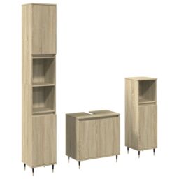 Berkfield Home 3 Piece Bathroom Furniture Set Sonoma Oak Engineered Wood in Brown - thumbnail 2