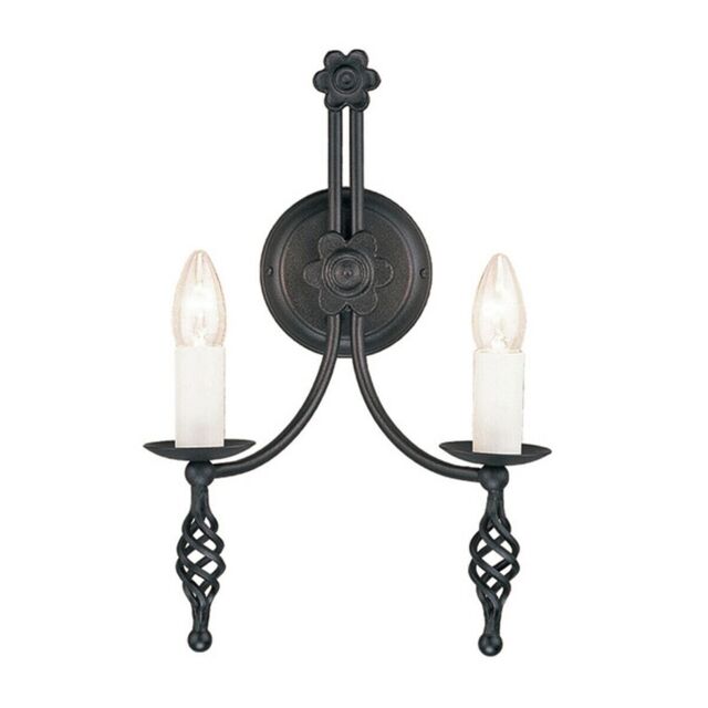 Loops Twin Wall Light Hand Crafted Flower Design Black LED E14 60W