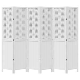 Berkfield Home Room Divider 6 Panels White Solid Wood Paulownia - thumbnail 4