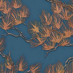 DUTCH WALLCOVERINGS Wallpaper Pine Tree Gold and Blue - thumbnail 4
