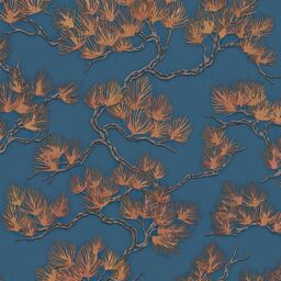 DUTCH WALLCOVERINGS Wallpaper Pine Tree Gold and Blue - thumbnail 3