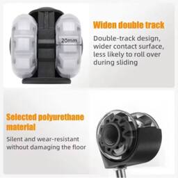 Havendro Pack of 5 Office Chair Rubber Wheels Casters in Black - thumbnail 5