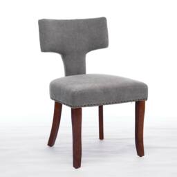 HomeTouch Set of 4 Linen Fabric Upholstered Dining Chairs Accent Chair in Grey - Size: 4 Pack - thumbnail 9