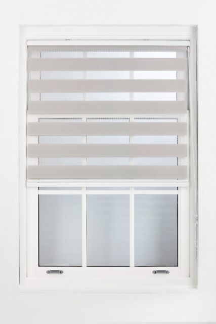 Furnished Grey Day & Night Roller Blinds - Zebra Blind Dim or Translucent Vision Roller Shades for Windows & Doors - Dual Layer Fabric - image 1