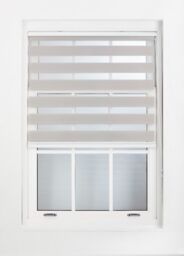 Furnished Grey Day & Night Roller Blinds - Zebra Blind Dim or Translucent Vision Roller Shades for Windows & Doors - Dual Layer Fabric - thumbnail 2