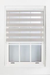 Furnished Grey Day & Night Roller Blinds - Zebra Blind Dim or Translucent Vision Roller Shades for Windows & Doors - Dual Layer Fabric