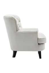Living and Home Linen Upholstered Armchair with Wooden Legs in Beige - thumbnail 6