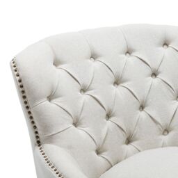 Living and Home Linen Upholstered Armchair with Wooden Legs in Beige - thumbnail 8
