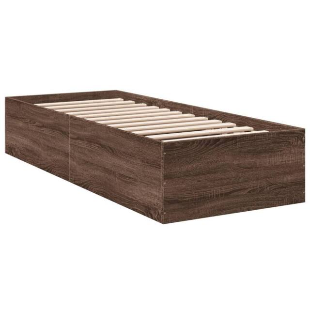 Berkfield Home Modern Bed Frame Frame Brown Oak 75x190 cm Small Single Wood - image 1