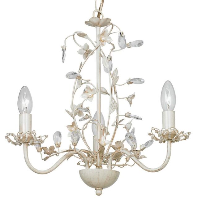Loops Hanging Flush Ceiling Pendant 3 Light CREAM GOLD Chandelier Lamp Bulb Holder - image 1