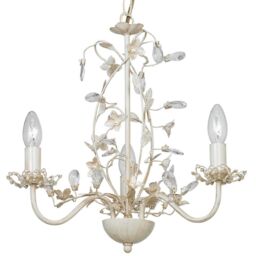 Loops Hanging Flush Ceiling Pendant 3 Light CREAM GOLD Chandelier Lamp Bulb Holder