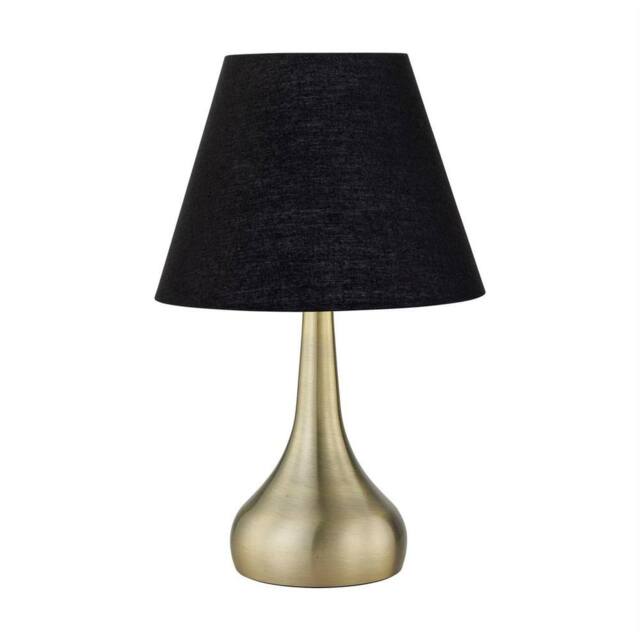 EONLION Antique Brass Touch Table Lamp Bedside Light Black Shade - image 1
