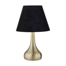 EONLION Antique Brass Touch Table Lamp Bedside Light Black Shade - thumbnail 1