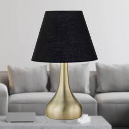 EONLION Antique Brass Touch Table Lamp Bedside Light Black Shade - thumbnail 3