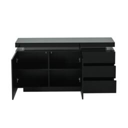 BTM Sideboard Cabinet LED Storage Drawers Doors High Gloss Cabinet in Black - thumbnail 8