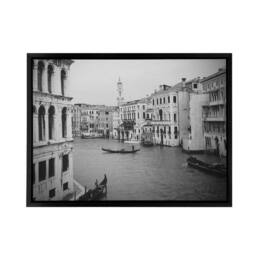 "Artery8 Venice Canal Gondola Framed Canvas Wall Art Print in Grey - Size: W12"" x H16""" - thumbnail 1