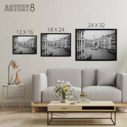 "Artery8 Venice Canal Gondola Framed Canvas Wall Art Print in Grey - Size: W12"" x H16""" - thumbnail 4