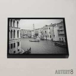 "Artery8 Venice Canal Gondola Framed Canvas Wall Art Print in Grey - Size: W12"" x H16""" - thumbnail 2