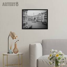 "Artery8 Venice Canal Gondola Framed Canvas Wall Art Print in Grey - Size: W12"" x H16""" - thumbnail 3