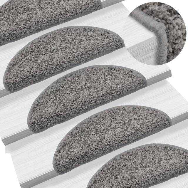 Berkfield Home Stair Mats 10 pcs 56x17x3 cm Grey - Size: Medium - image 1