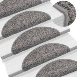 Berkfield Home Stair Mats 10 pcs 56x17x3 cm Grey - Size: Medium - thumbnail 1