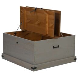 Berkfield Home Storage Chest HALDEN Grey 91x91x47 cm Solid Wood Pine - Size: 91 x 91 x 47 cm - thumbnail 6