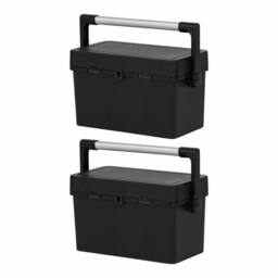 Nordara 2 x 46cm Black Tool Box with Lockable Lid Plastic Portable - Size: 2 x 46 cm - thumbnail 1