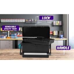 Nordara 2 x 46cm Black Tool Box with Lockable Lid Plastic Portable - Size: 2 x 46 cm - thumbnail 3