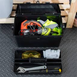 Nordara 2 x 46cm Black Tool Box with Lockable Lid Plastic Portable - Size: 2 x 46 cm - thumbnail 5