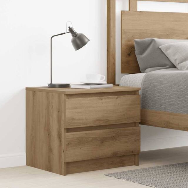 Berkfield Home Timeless Bedside Cabinet Artisan Oak 50x40x43.5 cm Engineered Wood in Brown - image 1