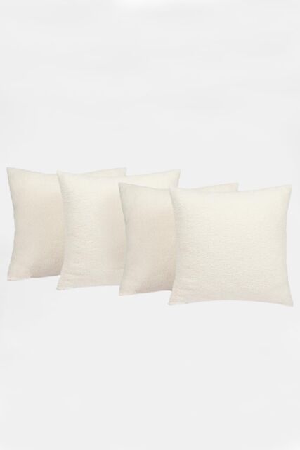 OHS 4 Pack of Boucle Teddy Fleece Cushion Covers in Cream - Size: 45 cm x 45 cm - image 1