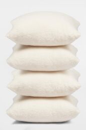 OHS 4 Pack of Boucle Teddy Fleece Cushion Covers in Cream - Size: 45 cm x 45 cm - thumbnail 2
