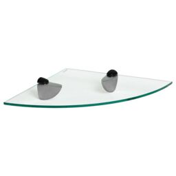 Harbour Housewares Floating Glass Corner Shelf - 30cm - Bathroom Storage Display Unit in Black