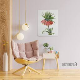 "Artery8 Crown Imperial Flower Redoute Vintage Canvas Wall Art in White - Size: W18"" x H24""" - thumbnail 3