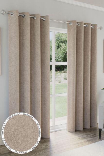 Enhanced Living 100% Blackout Curtains - Thermal/Energy Saving Linen Look Pair with Eyelets For Living Room & Bedrooms - image 1