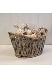 KDMD Oval Log Basket with Ears in Brown - thumbnail 2