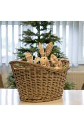 KDMD Oval Log Basket with Ears in Brown - thumbnail 3