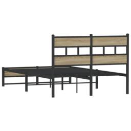 Berkfield Home Metal Bed Frame without Mattress Sonoma Oak 120x190 cm Small Double in Brown - thumbnail 6
