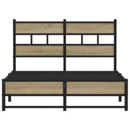 Berkfield Home Metal Bed Frame without Mattress Sonoma Oak 120x190 cm Small Double in Brown - thumbnail 4