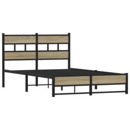 Berkfield Home Metal Bed Frame without Mattress Sonoma Oak 120x190 cm Small Double in Brown - thumbnail 3