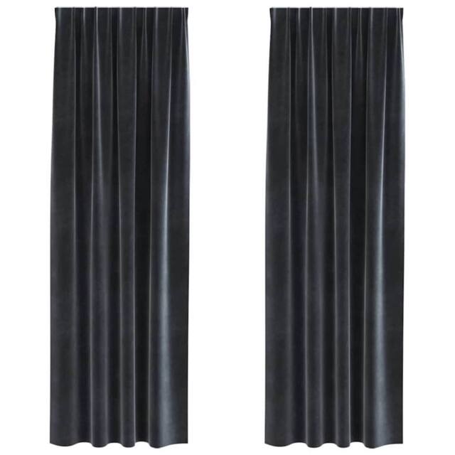 Berkfield Home Blackout Curtains with Top Tape 2 pcs Dark Grey Velvet - image 1