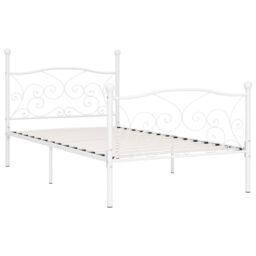 Berkfield Home Bed Frame with Slatted Base White Metal 90x200 cm - thumbnail 2