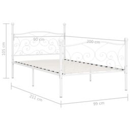 Berkfield Home Bed Frame with Slatted Base White Metal 90x200 cm - thumbnail 5