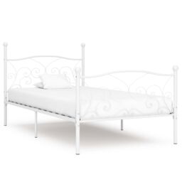 Berkfield Home Bed Frame with Slatted Base White Metal 90x200 cm - thumbnail 1