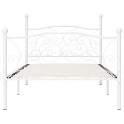 Berkfield Home Bed Frame with Slatted Base White Metal 90x200 cm - thumbnail 3